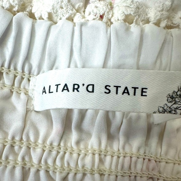 Altar'd State Women's Floral Print Square Neck Smocked Mini Dress Size Medium - Picture 4 of 6